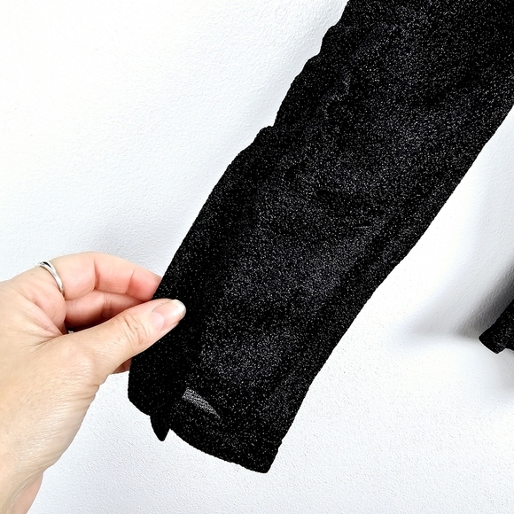 Rebecca Taylor Lurex Jersey Ruched V-neck Top Black Metallic Glitter size Small - Picture 8 of 14